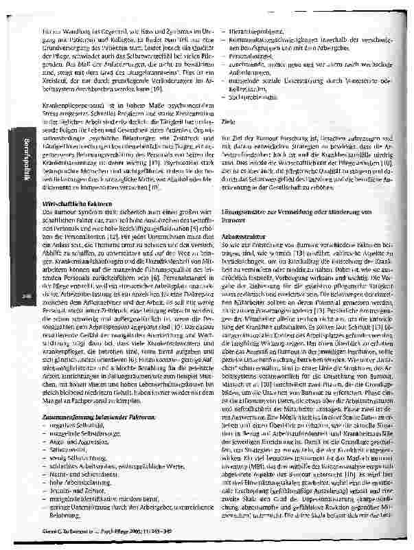 Vorschauseite 4: Zu Burnout in der psychiatrischen KrankenpflegeUrsachen und Lösungsansätze