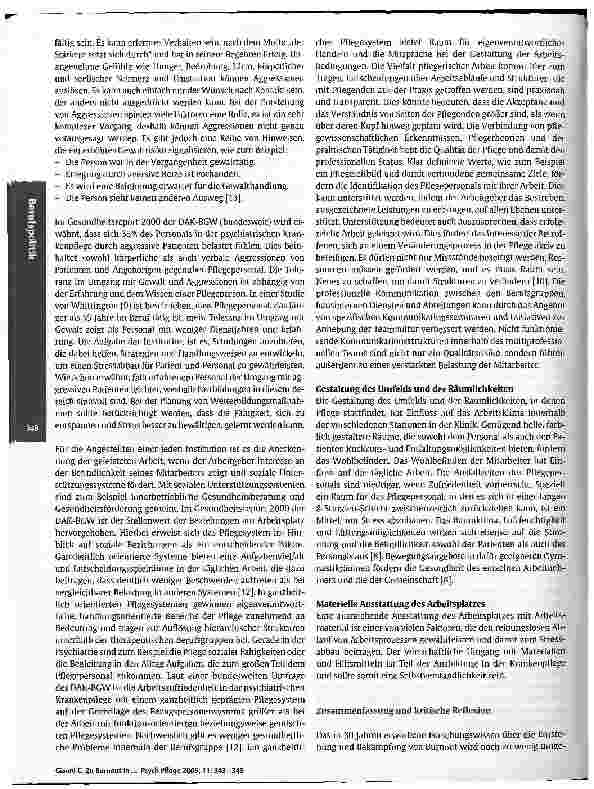 Vorschauseite 6: Zu Burnout in der psychiatrischen KrankenpflegeUrsachen und Lösungsansätze