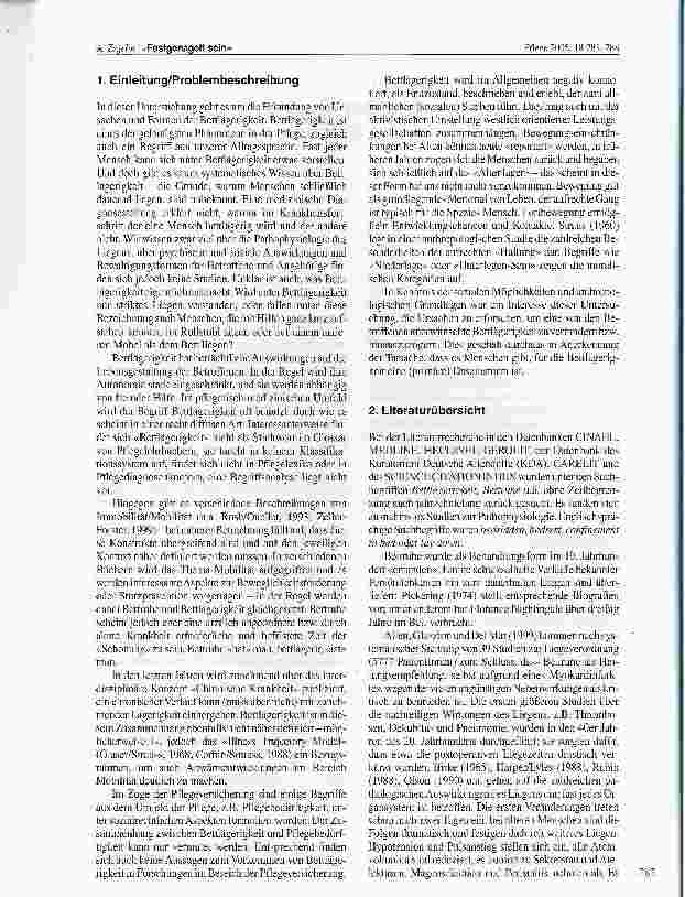 Vorschauseite 2: Festgenagelt sein -Der Prozess des Bettlägerigwerdens durch allmähliche Ortsfixierung