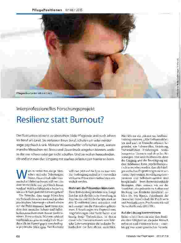Vorschauseite 1: Resilienz statt Burnout?