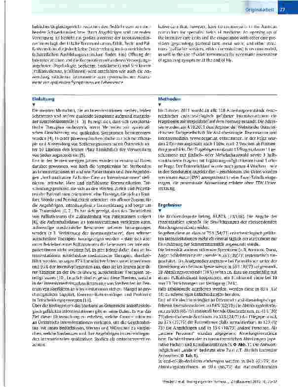 Vorschauseite 2: Bedingungen des Sterbens an Österreichs anästhesiologischen Intensivstationen, eine Querschnittuntersuchung