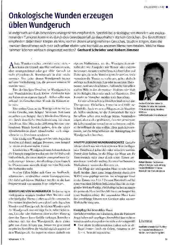 Vorschauseite 1: Onkologische Wunden erzeugen üblen Wundgeruch