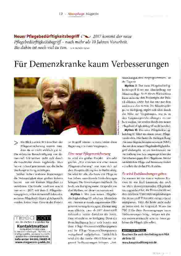 Vorschauseite 1: Für Demenzkranke kaum Verbesserungen