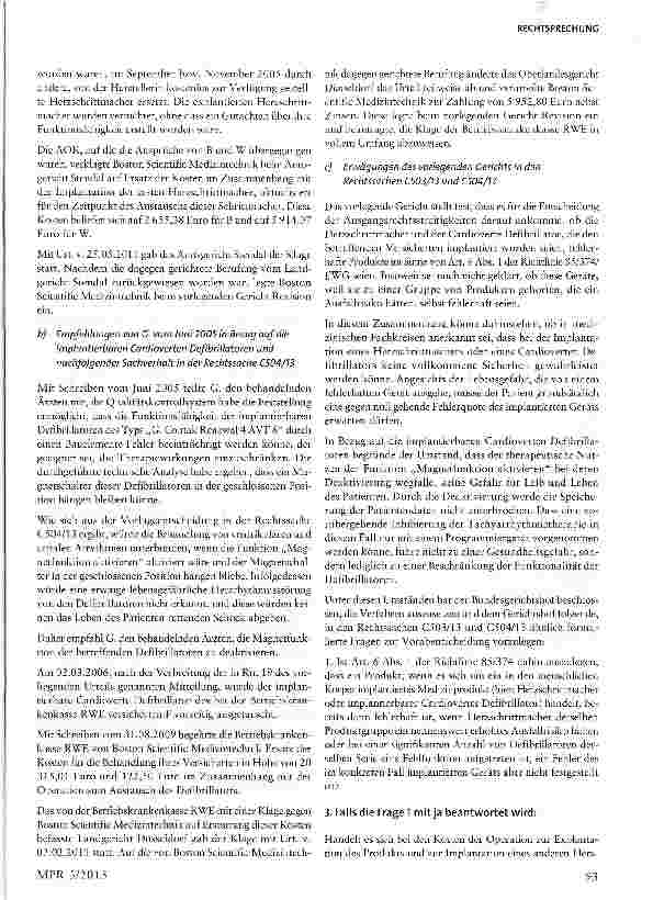 Vorschauseite 3: Medizinproduktehaftung für Implantate: Erhöhtes Ausfallrisiko innerhalb einer Produktserie als ProduktfehlerArt. 1, 6 Abs. 1 und 9 Satz 1 Buchst a Richtlinie 85/374/EWG