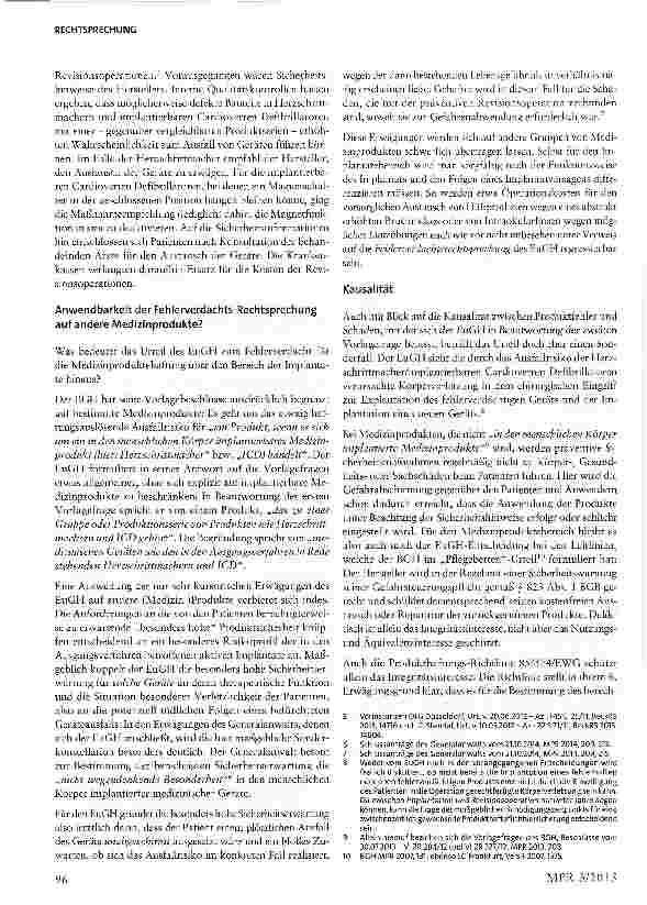Vorschauseite 6: Medizinproduktehaftung für Implantate: Erhöhtes Ausfallrisiko innerhalb einer Produktserie als ProduktfehlerArt. 1, 6 Abs. 1 und 9 Satz 1 Buchst a Richtlinie 85/374/EWG
