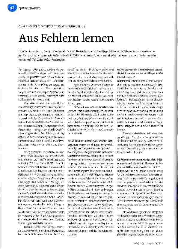 Vorschauseite 1: AUSLÄNDISCHE FACHKRÄFTEGEWINNUNG, TEIL 2 Aus Fehlern lernen