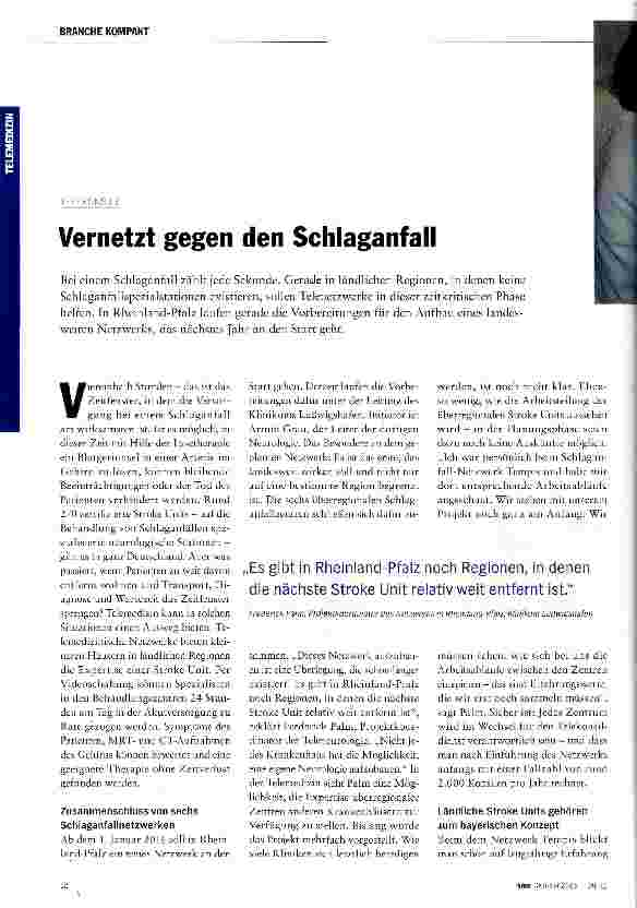 Vorschauseite 1: Vernetzt gegen den Schlaganfall