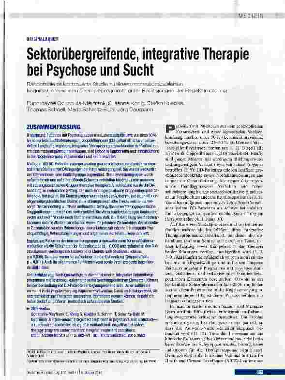 Vorschauseite 1: Sektorübergreifende, integrative Therapie bei Psychose und Sucht
