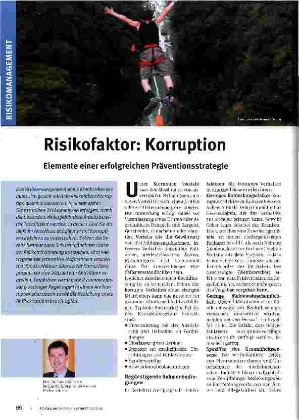Vorschauseite 1: Risikofaktor: Korruption Elemente einer erfolgreichen Präventionsstrategie
