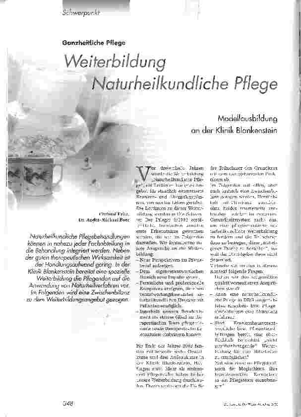 Vorschauseite 1: Weiterbildung. Naturheilkundliche Pflege