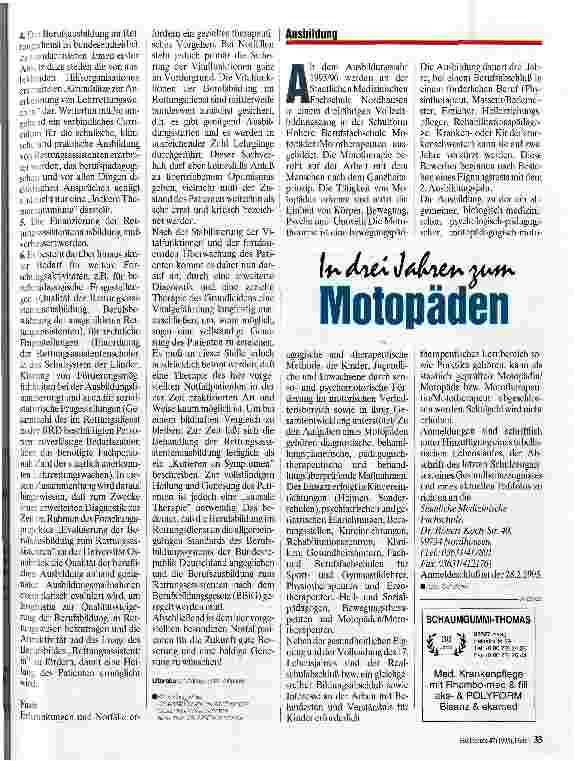 Vorschauseite 1: In drei Jahren zum Motopäden