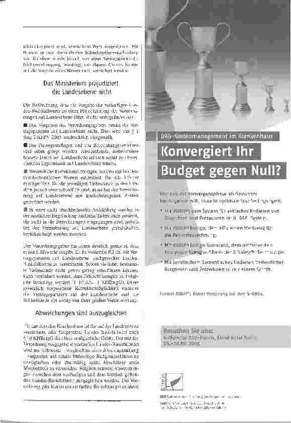 Vorschauseite 4: Zwei DRG-Verordnungen sind im Mai in Kraft getreten:Ministerium bestimmt den landesweiten Fallwert und die besonderen Einrichtungen