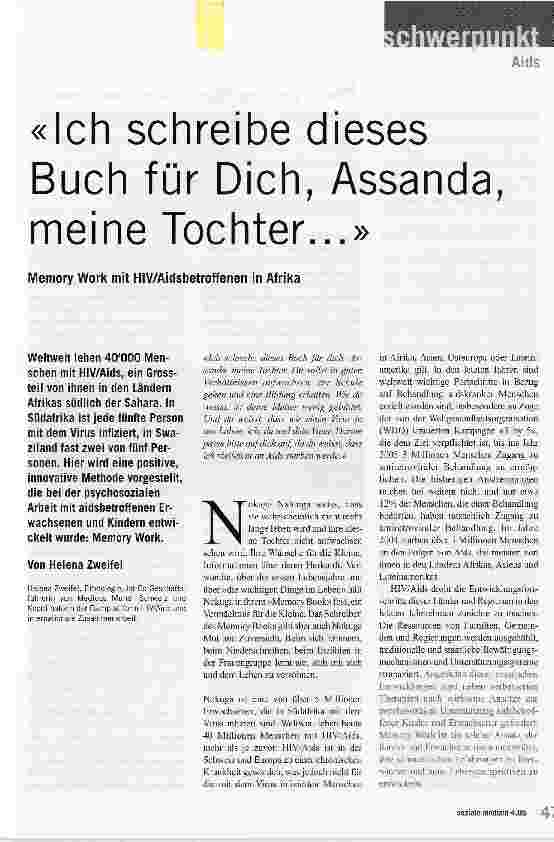 Vorschauseite 1: Ich schreibe dieses Buch für Dich, Assanda, meine Tochter...Memory Work mit HIV/Aidsbetroffenen in Afrika