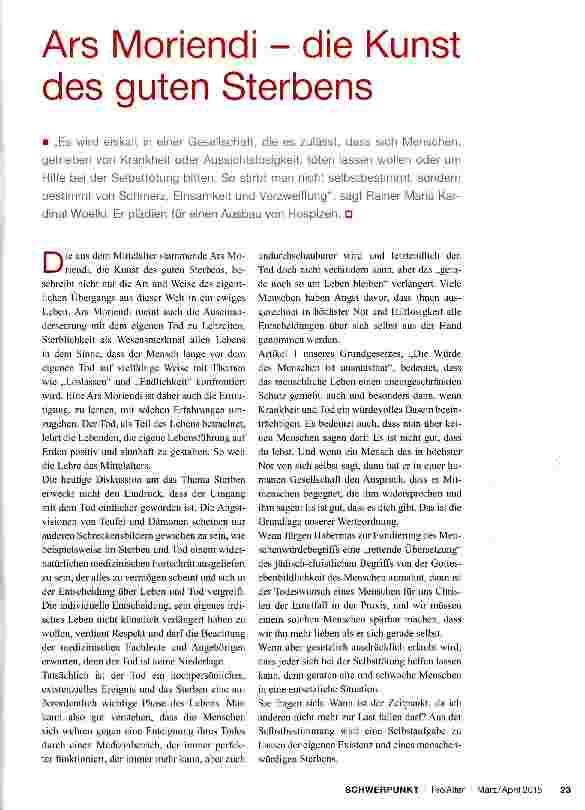Vorschauseite 1: Ars Moriendi - die Kunst des guten Sterbens