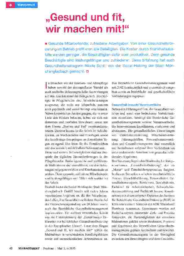 Vorschauseite 1: Gesund und fit, wir machen mit!