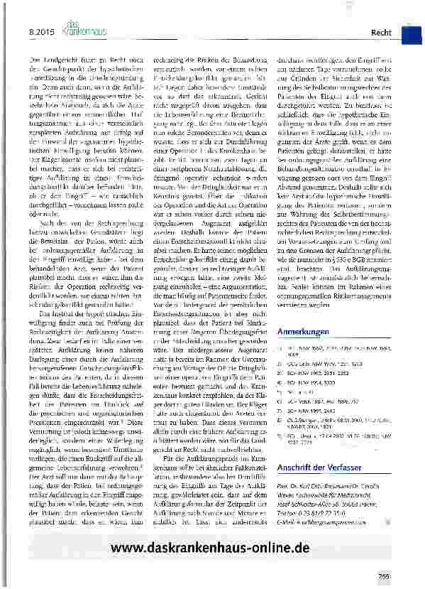 Vorschauseite 2: Zeitpunkt der Patientenaufklärung bei dringlichen Operationen