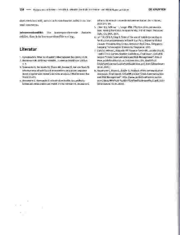 Vorschauseite 3: eHealth & mHealth: Die Rolle der Onlineund Mobil-Kommunikation in der Gesundheitsund Krisenkommunikation