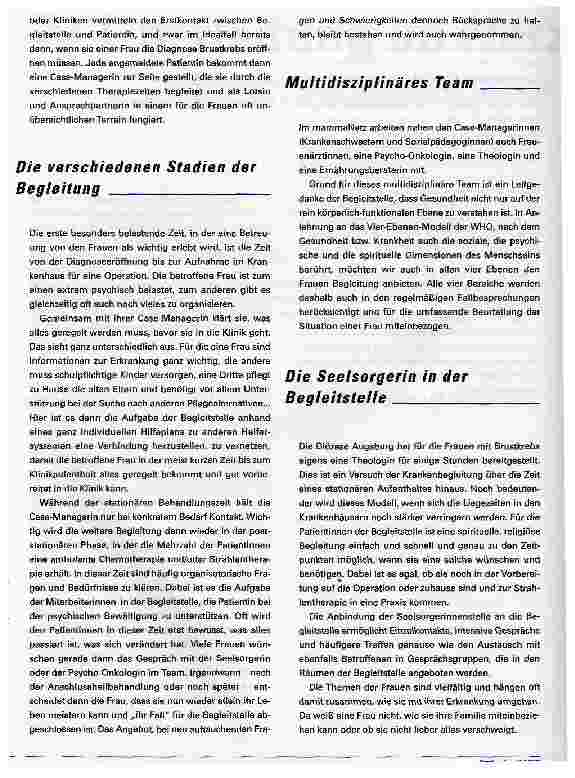 Vorschauseite 2: Seelsorge im mamma - NetzEine Begleifund Orientierungsstelle für Frauen mit Brustkrebs