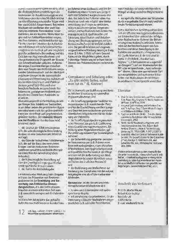 Vorschauseite 6: Prävention nosokomialer InfektionenAufgaben, aktuelle Probleme und Perspektiven der Krankenhaushygiene