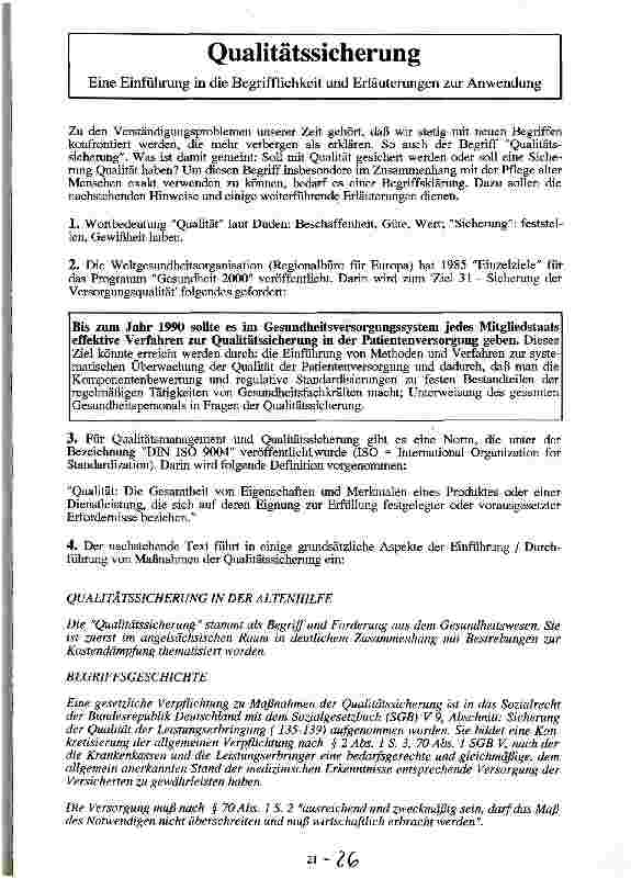 Vorschauseite 1: Qualitätssicherung Eine Einführung in die Begrifflichkeit und Erläuterungen zur Anwendung