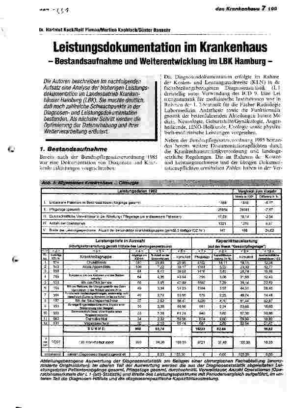 Vorschauseite 1: Leistungsdokumentation im Krankenhaus Bestandsaufnahme und Weiterentwicklung im LBK Hamburg