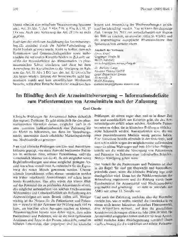 Vorschauseite 1: Im Blindflug durch die Arzneimittelversorgung - Informationsdefizite zum Patientennutzen von Arzneimitteln nach der Zulassung