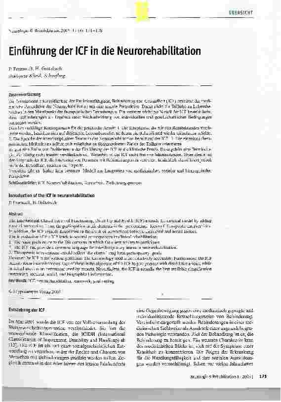 Vorschauseite 1: Einführung der ICF in die Neurorehabilitation