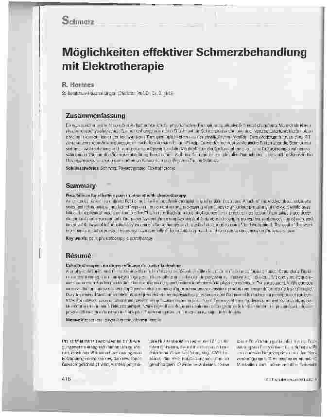 Vorschauseite 1: Möglichkeiten effektiver Schmerzbehandlung mit Elektrotherapie