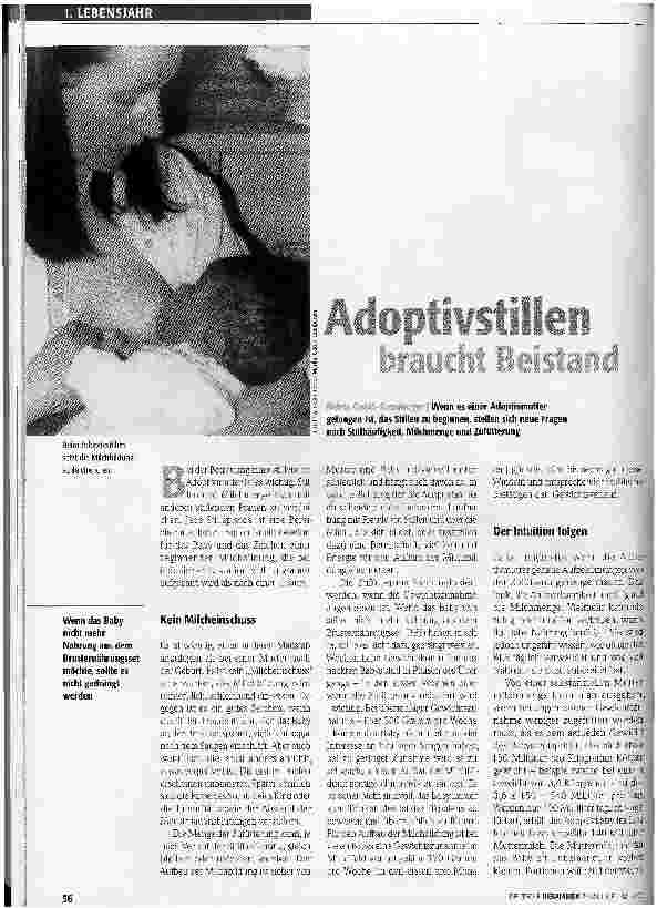 Vorschauseite 1: Adoptivstillen braucht Beistand