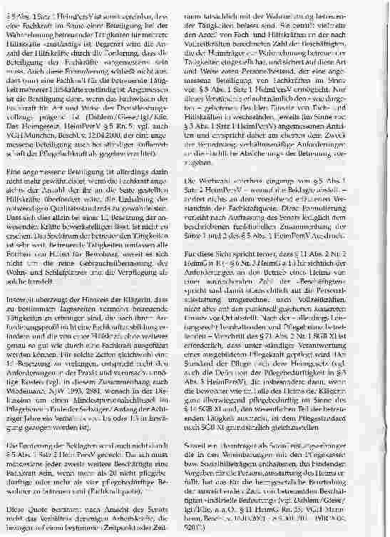 Vorschauseite 5: Zu den Anforderungen an die Fachkraftquote im Sinne des § 5 Abs. 1 HeimPersV