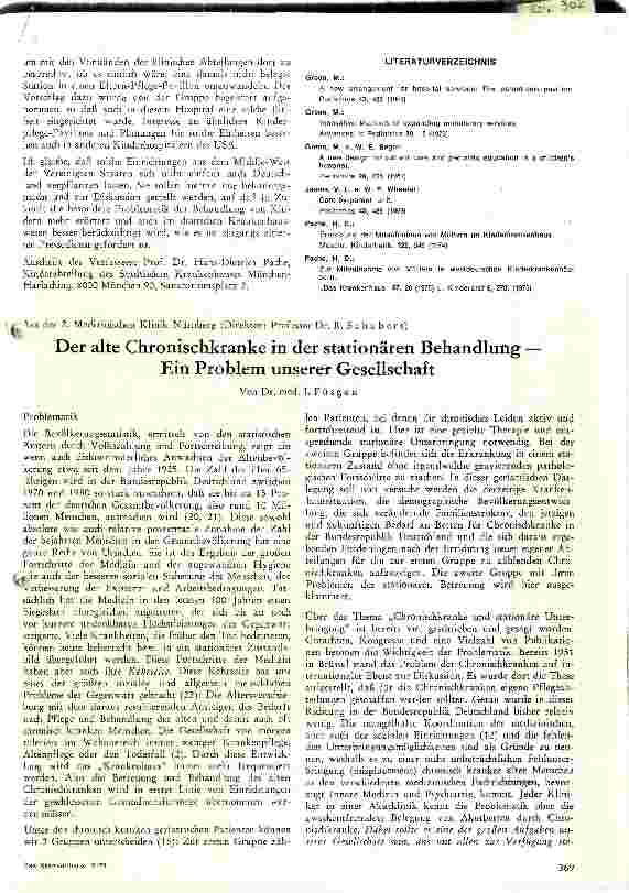 Vorschauseite 1: Der alte chronische Kranke in der stationären Behandlung Ein Problem unserer Gesellschaft