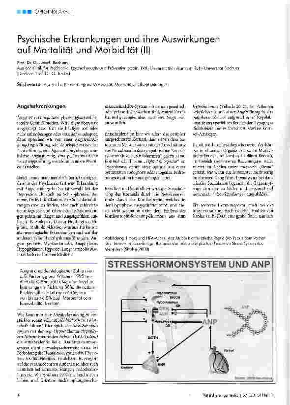 Vorschauseite 1: Psychische Erkrankungen und ihre Auswirkungen auf Mortalität und Morbidität