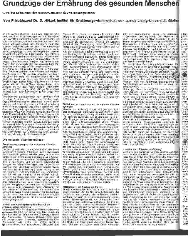 Vorschauseite 1: Grundzüge der Ernährung des gesunden Menschens 7. Folge: Leistungen der Mikroorganismen des Verdauungskanals