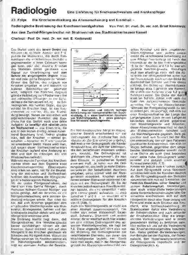 Vorschauseite 1: Radiologie 23. Folge: Die Knochentkalkung als Alterserscheinung und Krankheit // Radiologische Bestimmung des Knochenmineralgehaltes