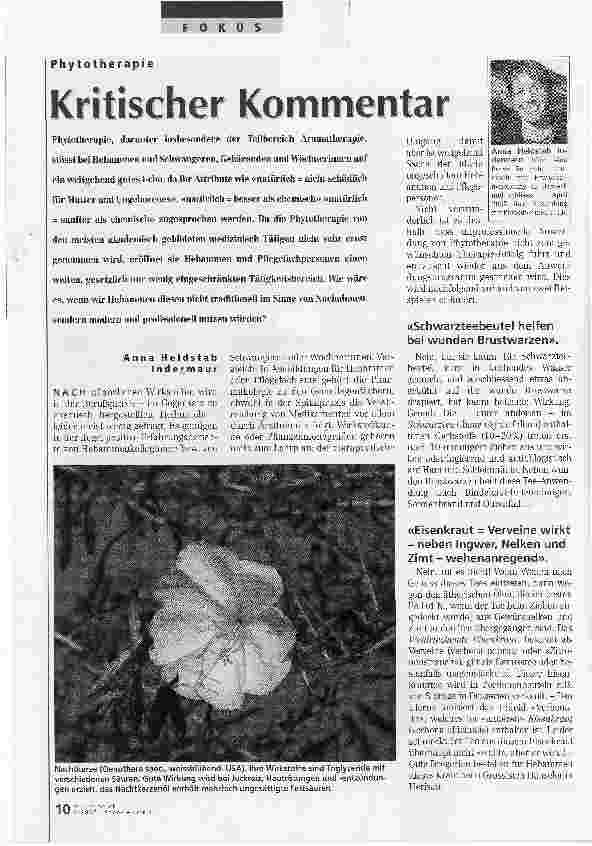Vorschauseite 1: Phytotherapie kritischer Kommentar