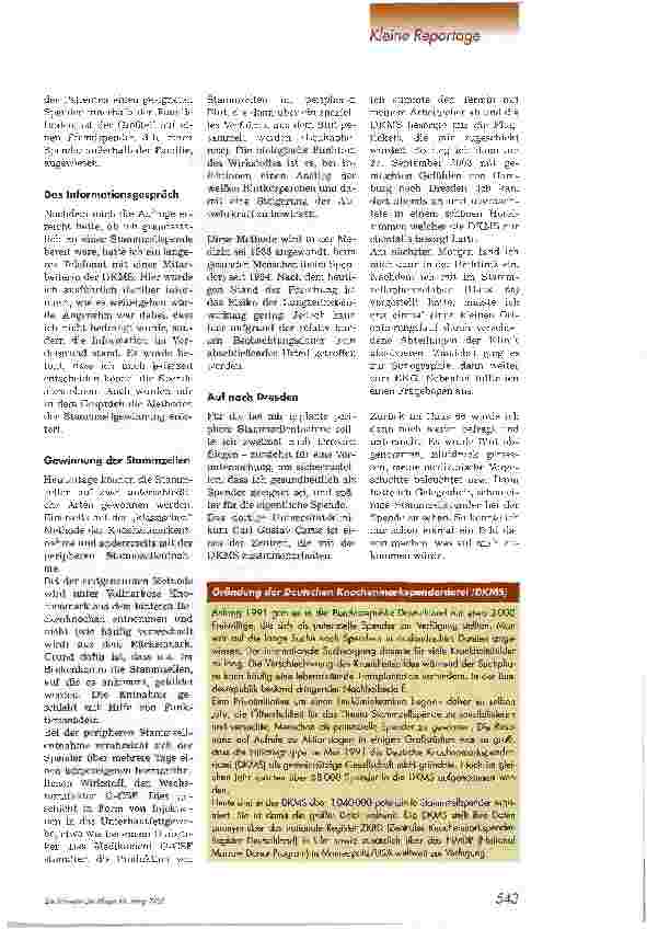 Vorschauseite 2: Rettunqsversuch für einen Leukämiekranken