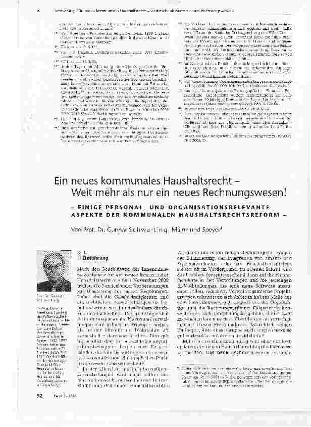 Vorschauseite 1: Ein neues kommunales Haushaltsrecht -Weit mehr als nur ein neues Rechnungswesen!