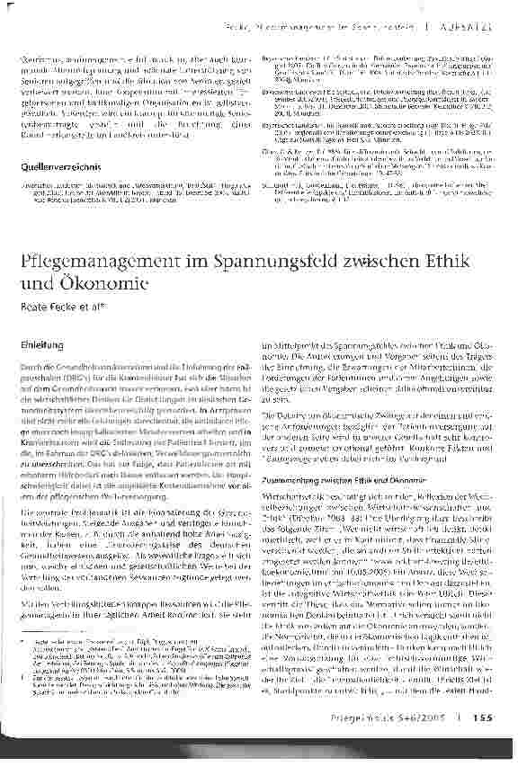 Vorschauseite 1: Pflegemanagement im Spannungsfeld zwischen Ethik und Ökonomie