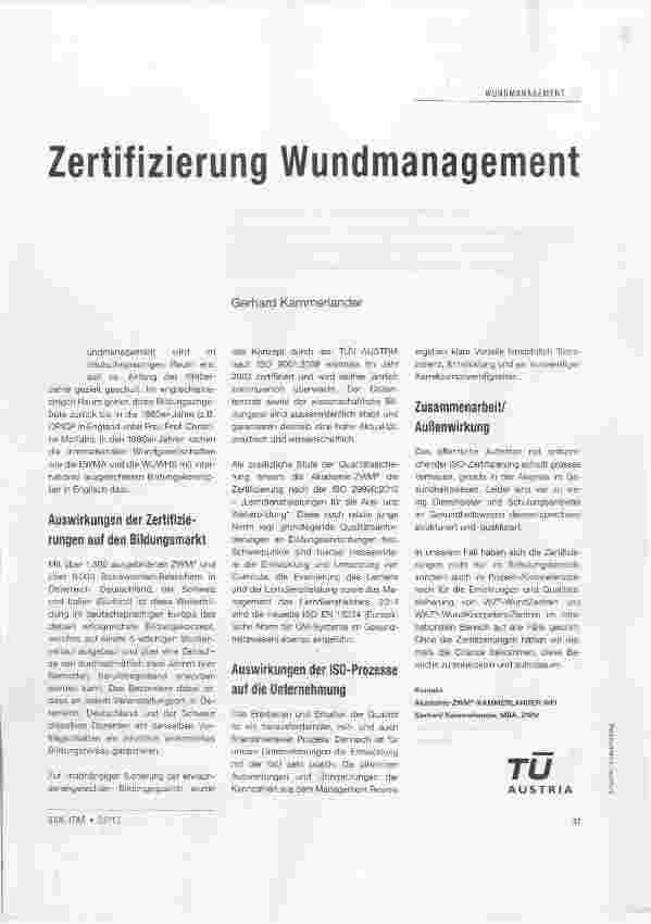 Vorschauseite 1: Zertifizierung Wundmanagement