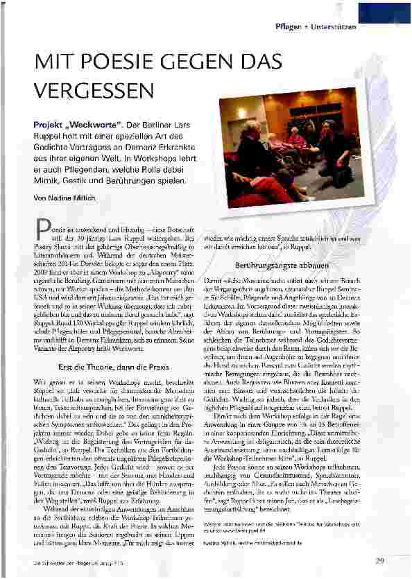 Vorschauseite 1: MIT POESIE GEGEN DAS VERGESSEN
