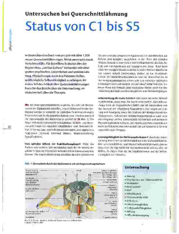 Vorschauseite 1: Untersuchen bei Querschnittlähmung Status von C1 bis S5