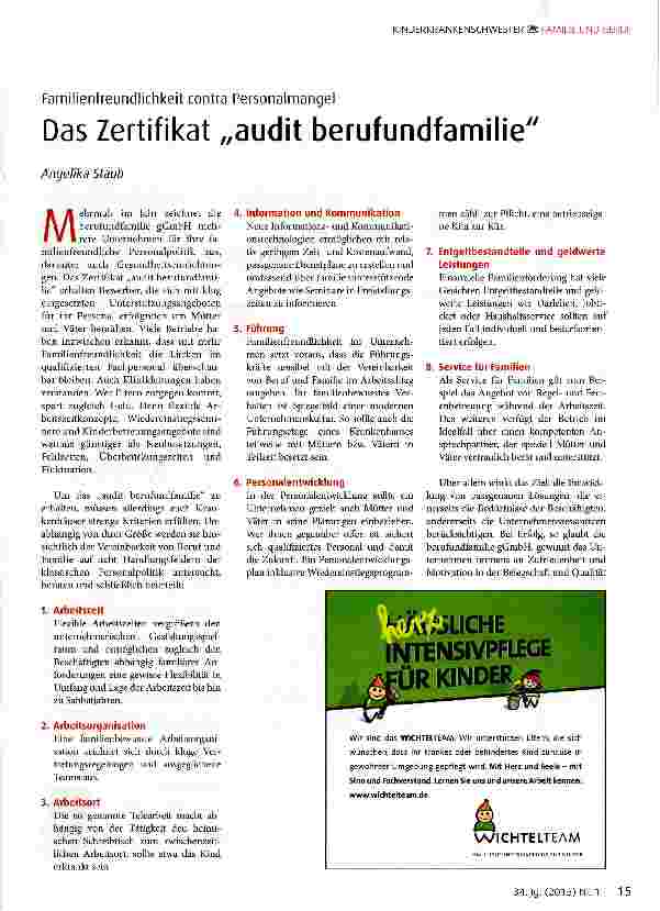Vorschauseite 1: Das Zertifikat audit berufundfamilie