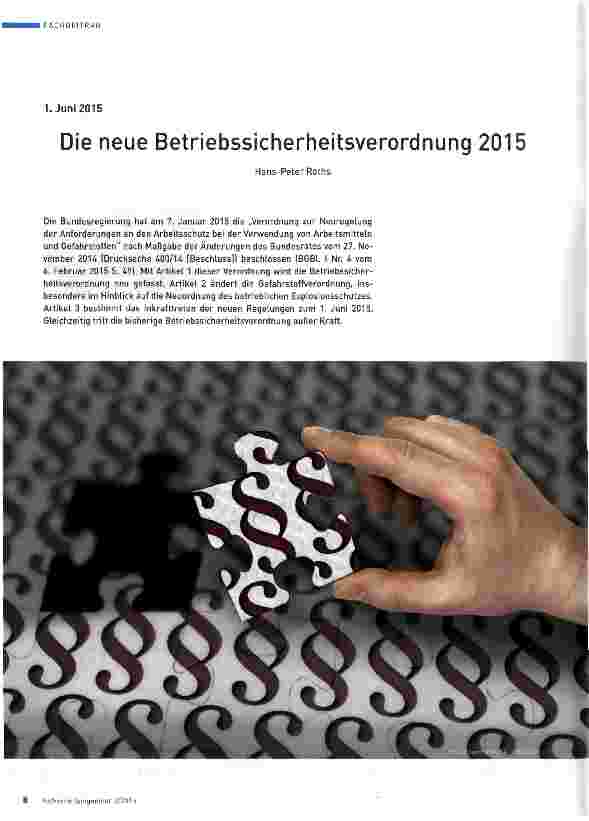 Vorschauseite 1: Die neue Betriebssicherheitsverordnung 2015