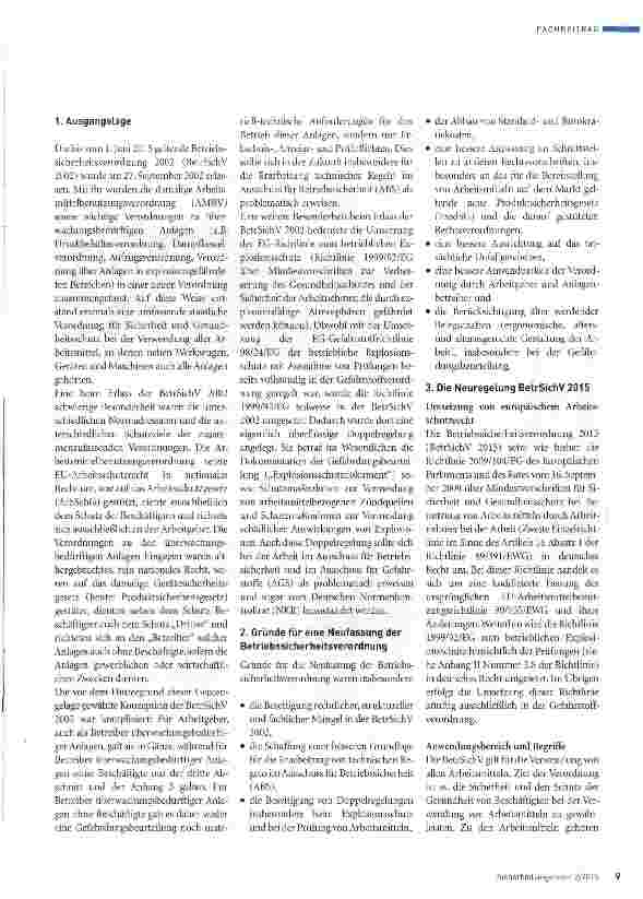 Vorschauseite 2: Die neue Betriebssicherheitsverordnung 2015