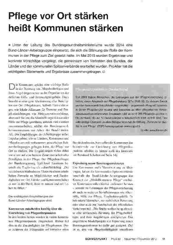 Vorschauseite 1: Pflege vor Ort stärken heißt Kommunen stärken