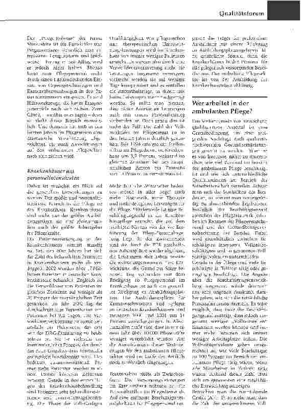 Vorschauseite 2: Wie steht es um die Pflege? Das dip-Pflegethermometer 2004Teil 2