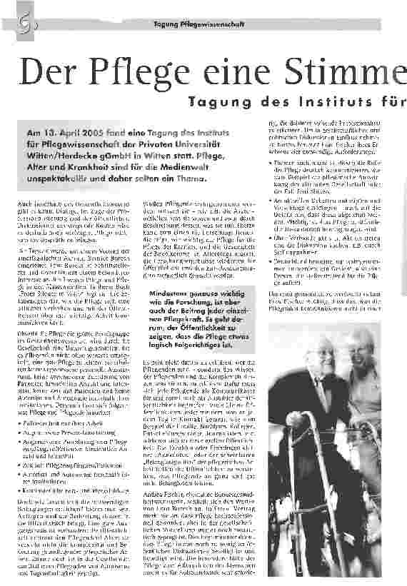 Vorschauseite 1: Der Pflege eine Stimme geben