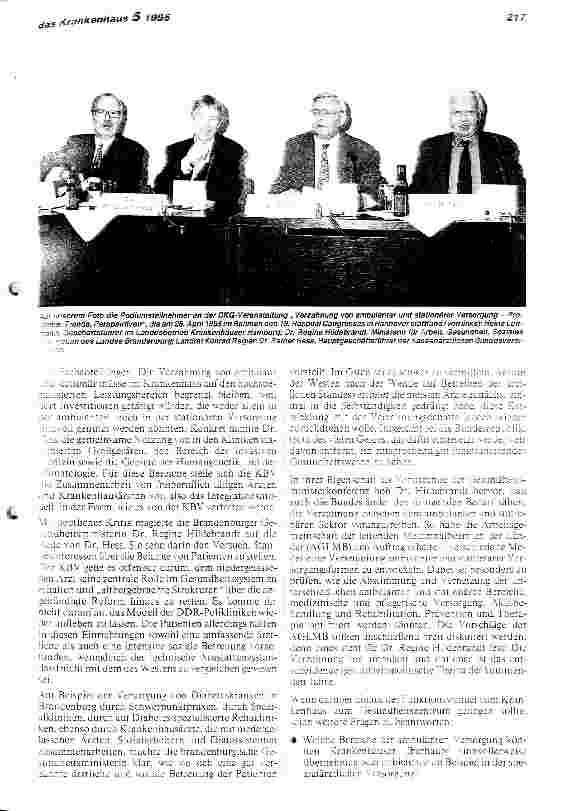 Vorschauseite 2: Keine Annäherung von KBV und DKG zur Verzahnungstechnik DKG-Veranstaltung beim 19. Hospital Congress