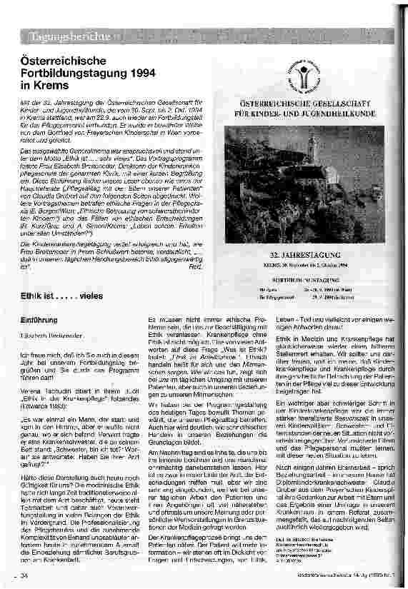 Vorschauseite 1: Österteichische Fortbildungstagung 1994 in Krems