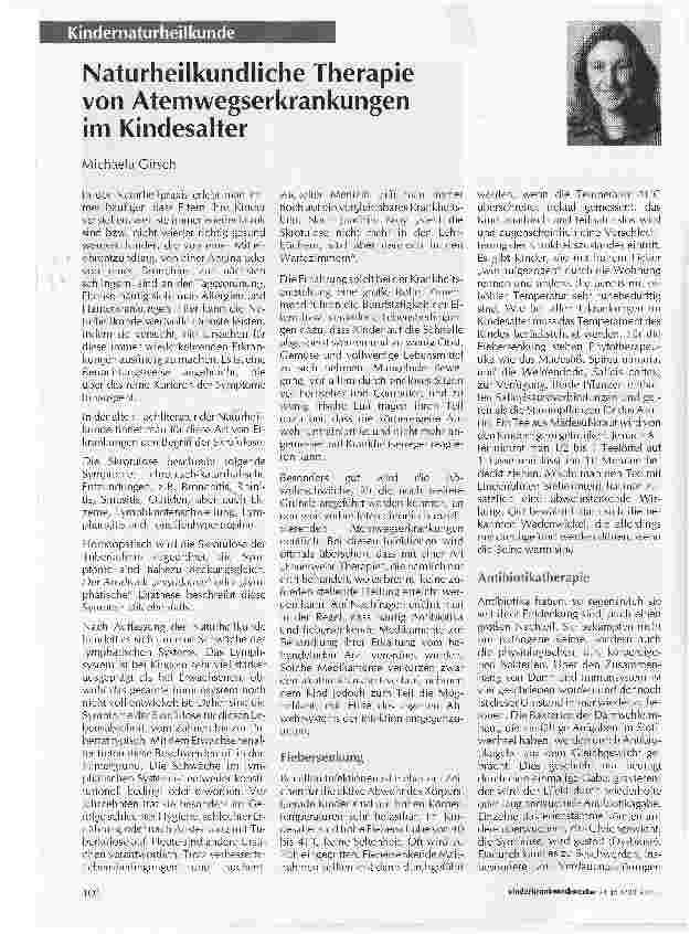 Vorschauseite 1: Naturheilkundliche Therapie von Atemwegserkrankungen im Kindesalter